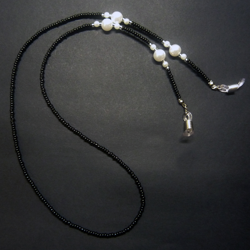 0100812-Cordão Miçanga Pequena Preto Detalhe Perola8m FLAG 9 - Contém 3 Peças  - ENTREGA IMEDIATA   PRODUTO EM PROMOÇÃO