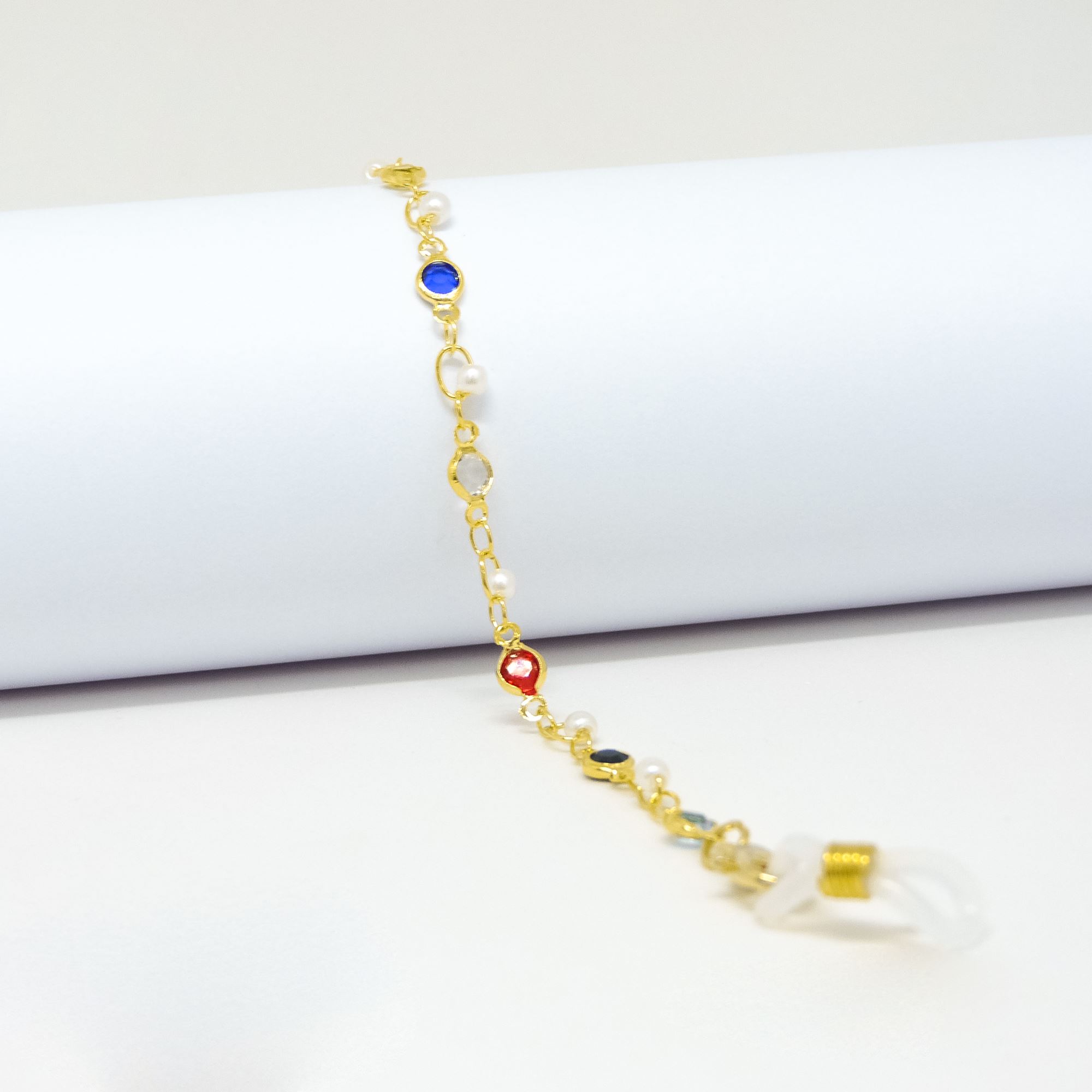 0104002-Corrente Perola c/Colorido Ouro FLAG 9 - Contém 3 Peças  - ENTREGA IMEDIATA   PRODUTO EM PROMOÇÃO