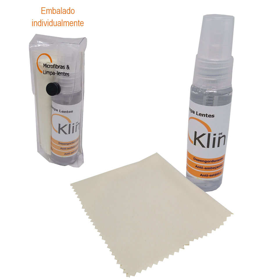 01KL001-Limpa-Lente Kit DeKlin 30ml+MicrofibraBranco 15x18 - Contém 1 Peça  - ENTREGA IMEDIATA